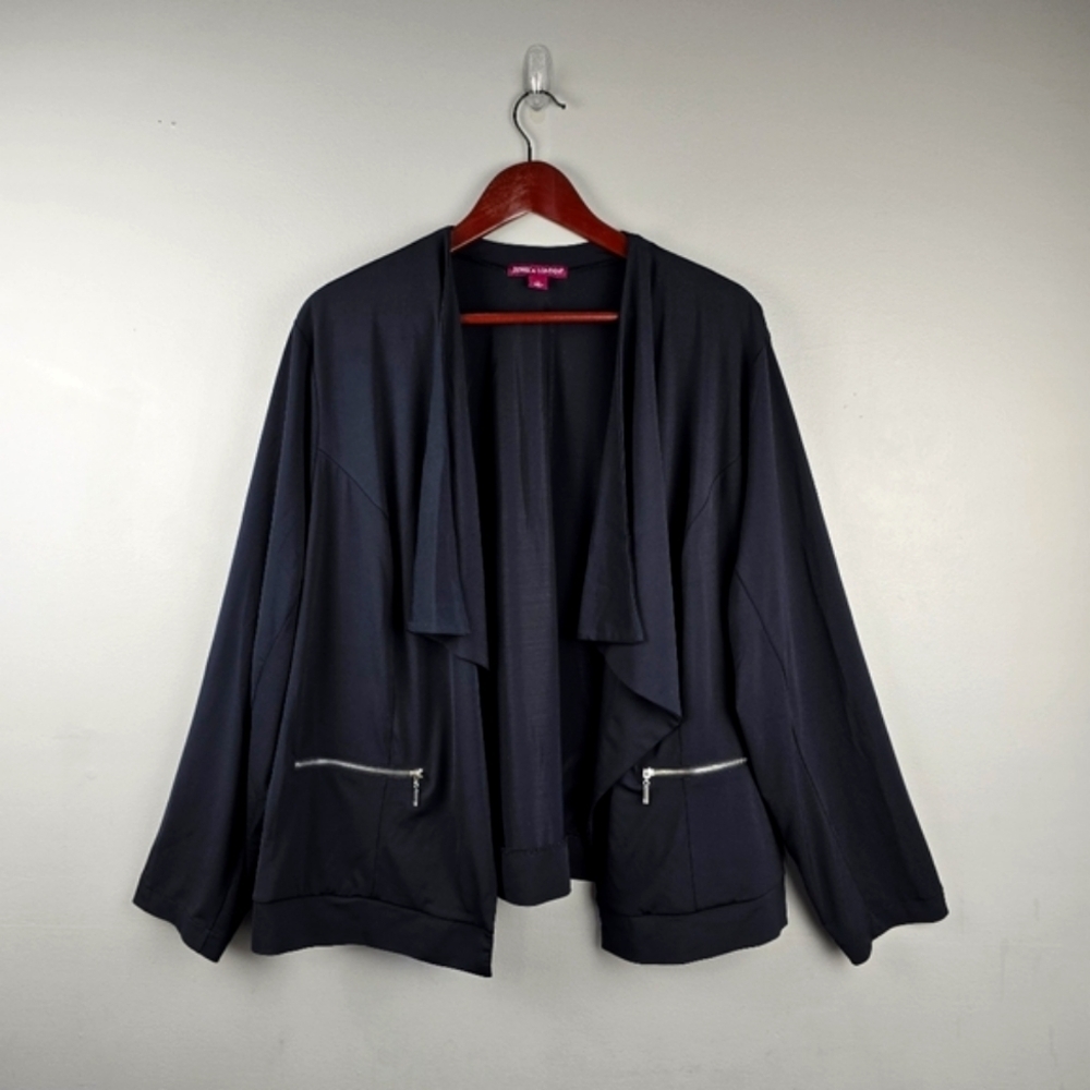 JESSICA LONDON Stretchy Cardigan Black Womens Size 24 Office Layering Minimalist